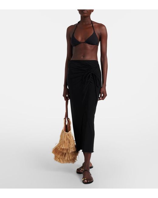Max Mara Black Jersey Wrap Skirt