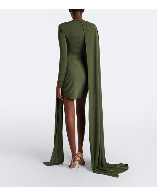 The New Arrivals Ilkyaz Ozel Green Draped Gathered Minidress