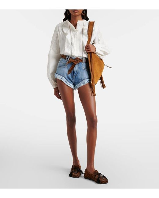 Isabel Marant Blue High-Rise Jeansshorts Eneidala