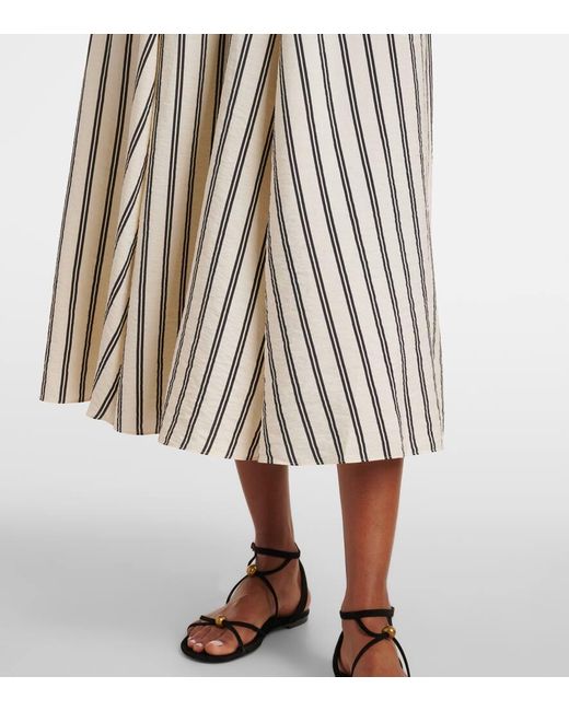 Polo Ralph Lauren Silk-Blend A-Line Midi Dress in Natural | Lyst UK
