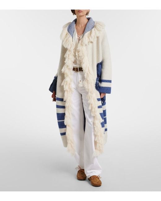Dorothee Schumacher Blue Poppy Garden Fringed Jacquard Coat