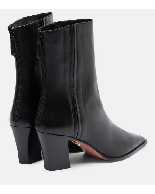 Aquazzura Black Francoise 70 Leather Ankle Boots