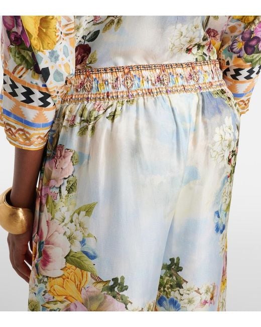 Camilla Multicolor Printed Silk Wide-Leg Pants