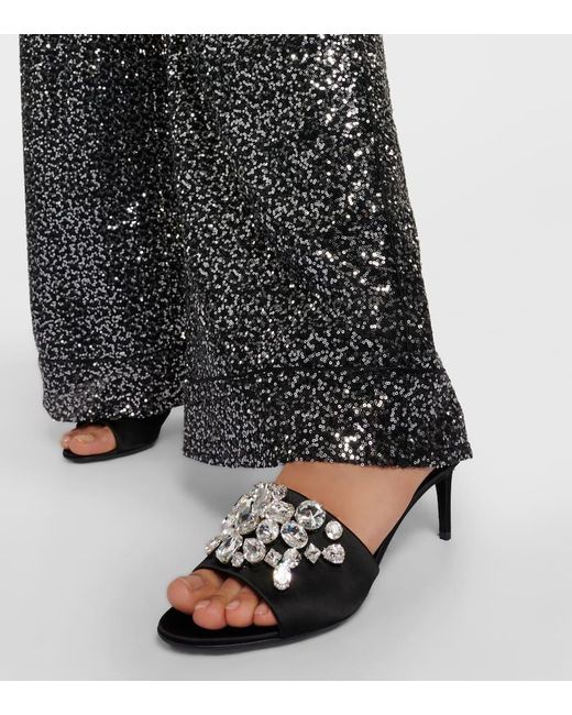 Sandali in raso con cristalli di Dolce & Gabbana in Black