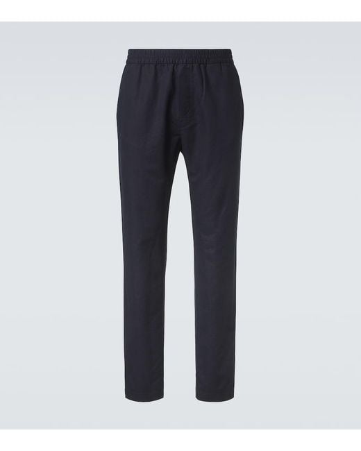 Sunspel Blue Cotton Straight Pants for men