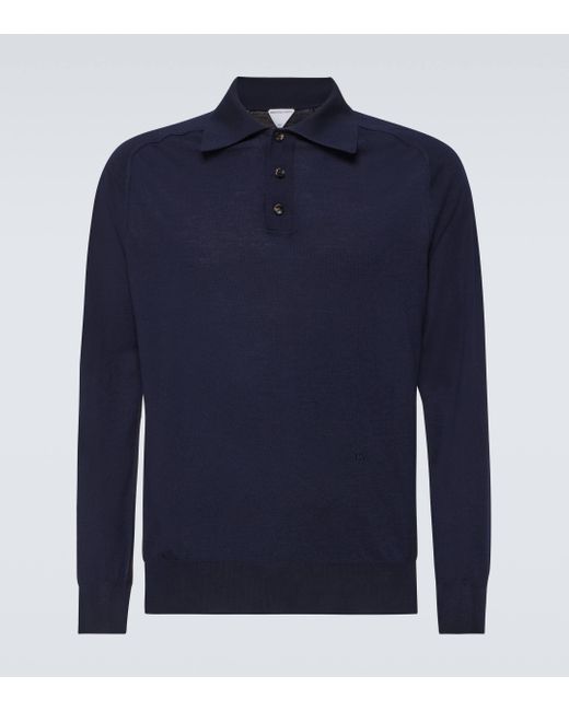 Bottega Veneta Blue Wool Jersey Polo Sweater for men
