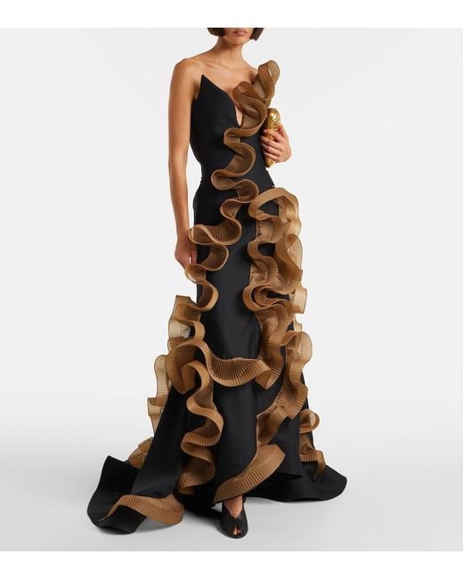 Maticevski Black Explode Ruffled Wool And Silk Gown