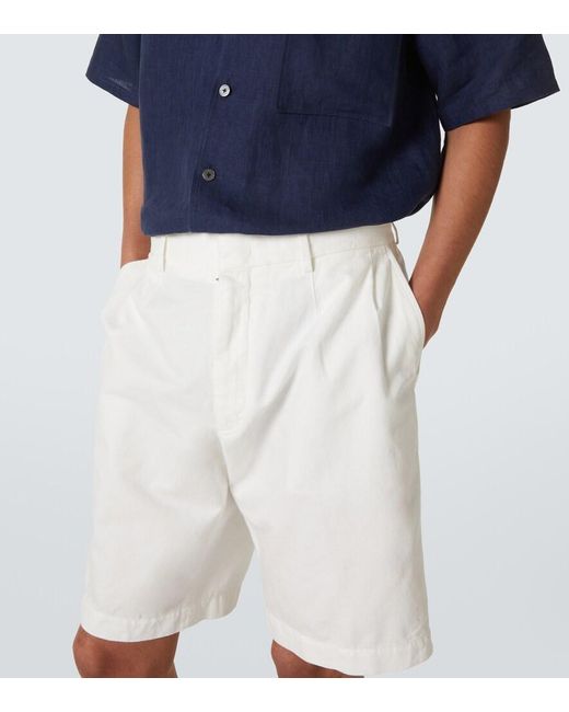 Zegna White Cotton And Linen Bermuda Shorts for men