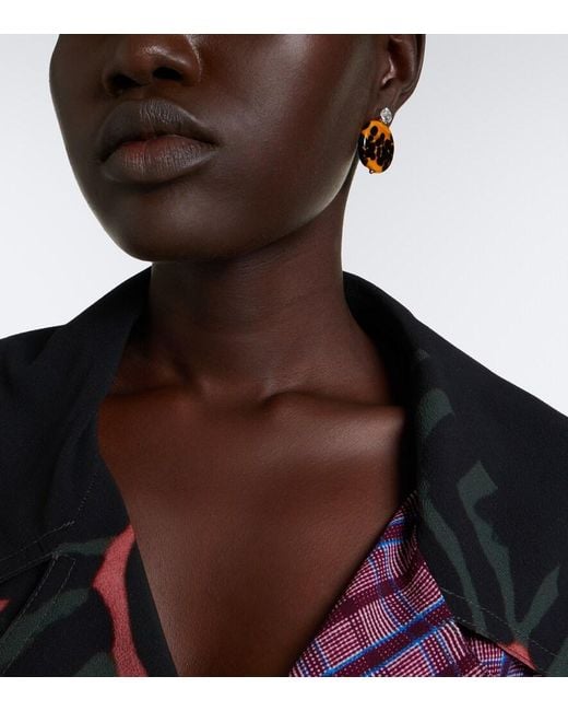 Dries Van Noten Orange Embellished Earrings