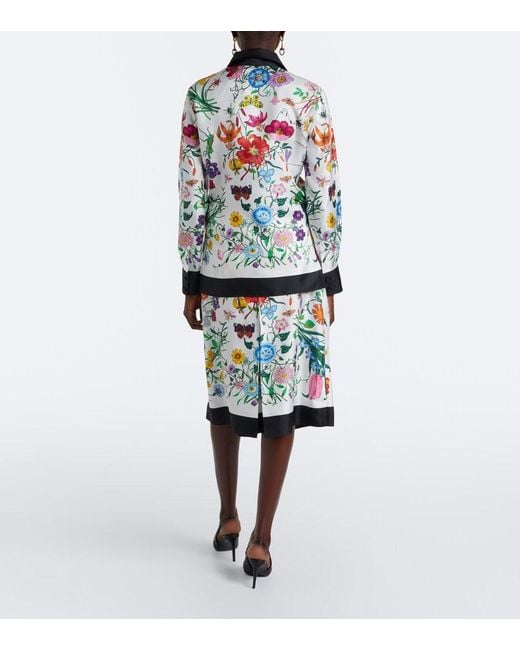 Gucci White Flora Silk Twill Culottes