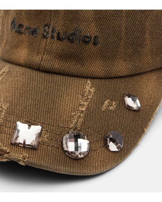 Acne Natural Embellished Cotton Canvas Baseball Cap