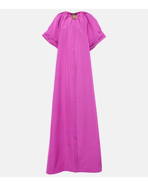 Vestido de fiesta de faya de mezcla de algodon Oscar de la Renta de color Purple