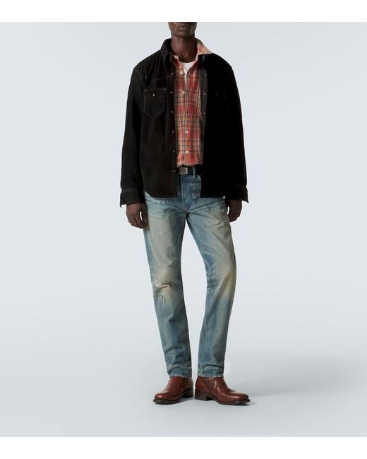 RRL Black Suede Western Shirt for men