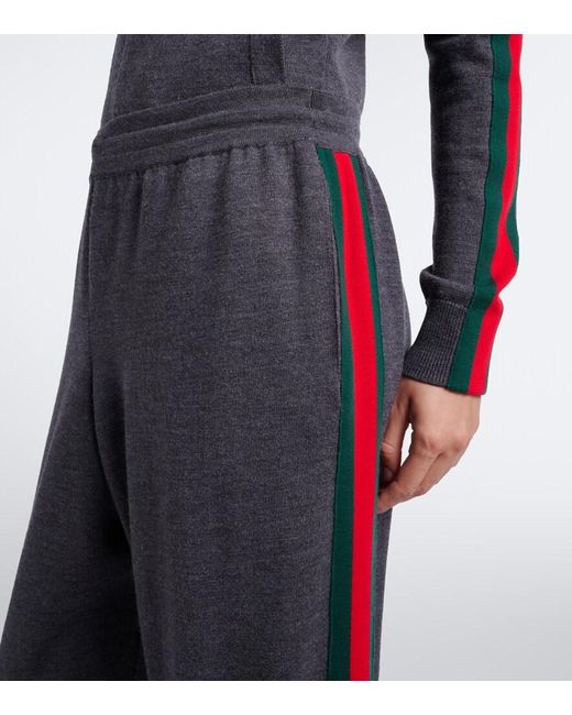 Gucci Gray Wool-Blend Wide-Leg Pants