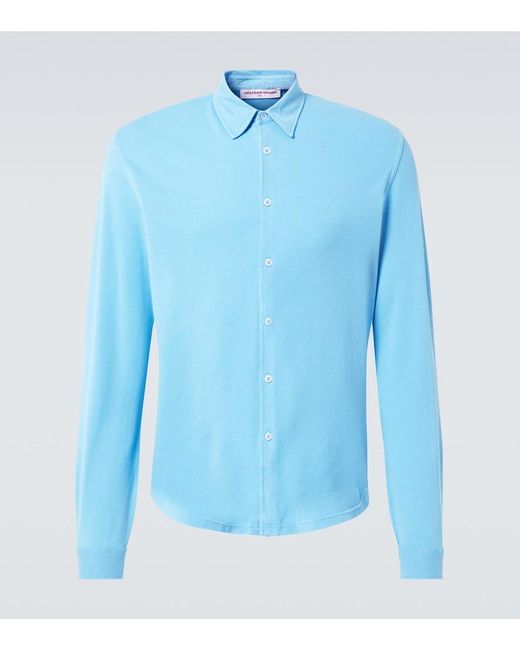 Orlebar Brown Blue Giles Cotton Pique Shirt for men