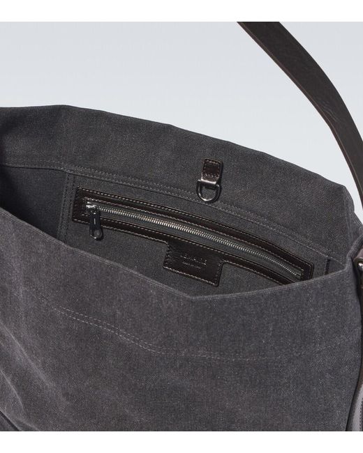 Lemaire Black Leather-Trimmed Canvas Tote Bag for men
