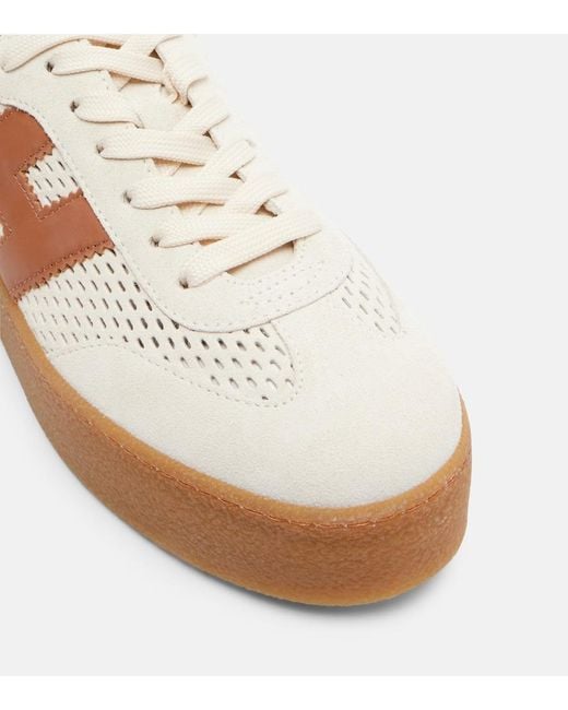 Hogan White H698 Suede Platform Mules