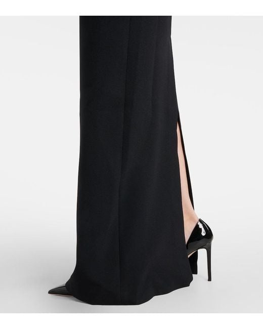 Safiyaa Black Ryan Crystal-Embellished Ruffled Crepe Gown