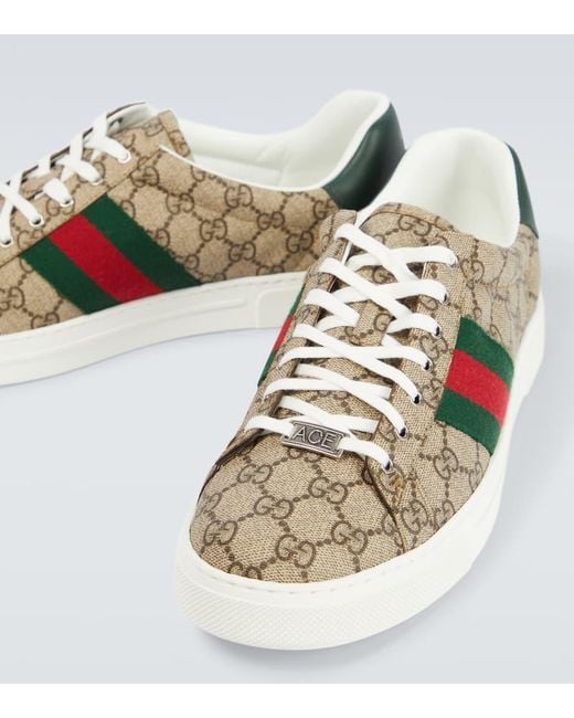 Gucci Brown Ace GG Canvas Low-top Sneakers for men