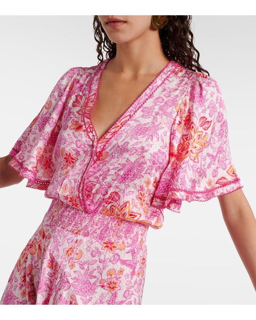 Poupette Pink Mabelle Floral Satin Maxi Dress