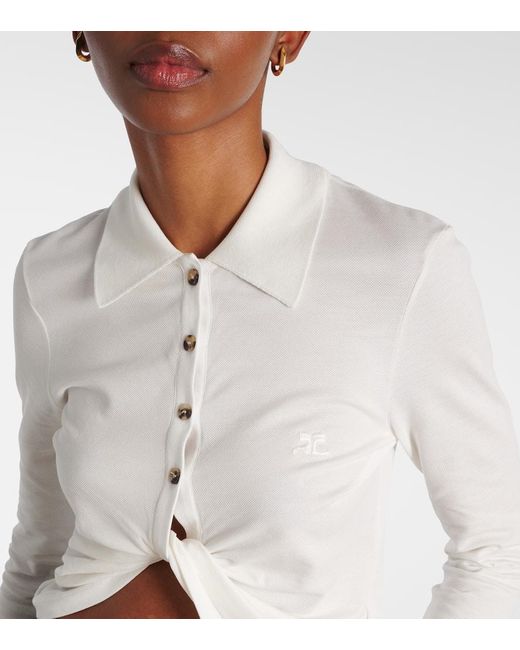 Courreges White Cropped-Hemd Aus Baumwolle