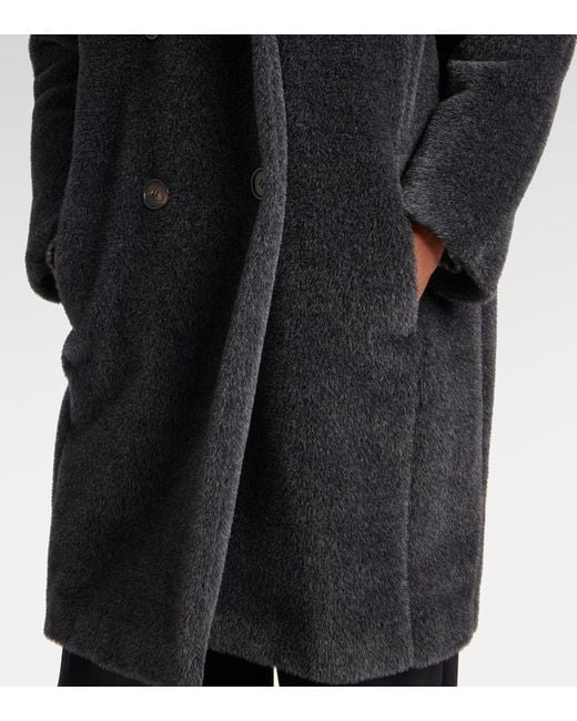 Max Mara Black Mantel Roseto Aus Alpakawolle Und Wolle