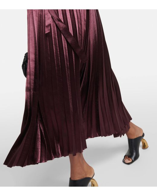 Ulla Johnson Purple Amiko Pleated Satin Midi Dress
