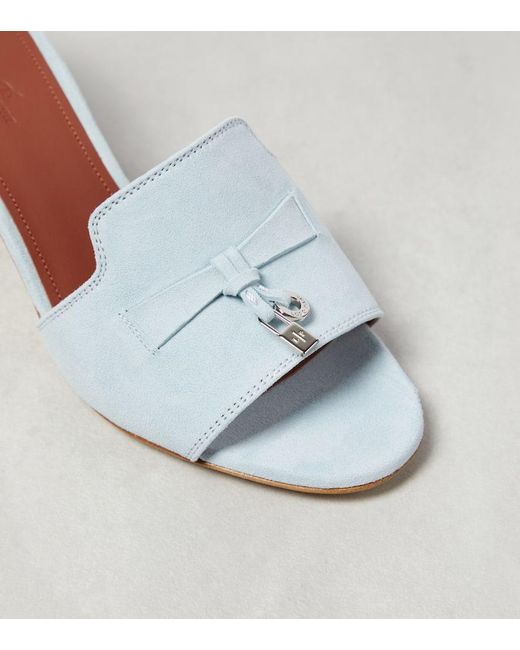Loro Piana Blue Summer Charms Suede Mules