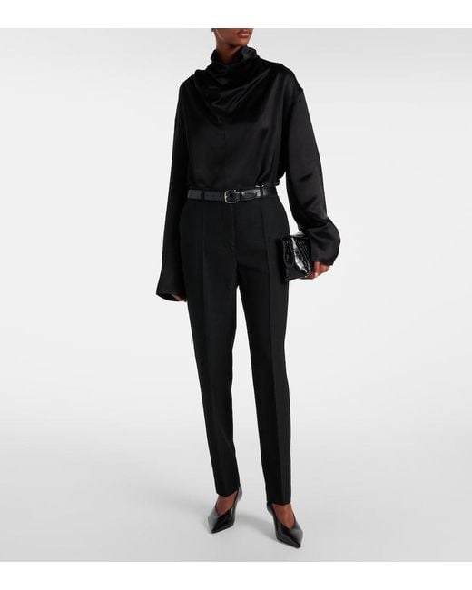 Totême Black Low-Rise Straight Pants