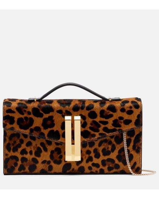 DeMellier London Brown Vancouver Leopard-Effect Calf Hair Clutch