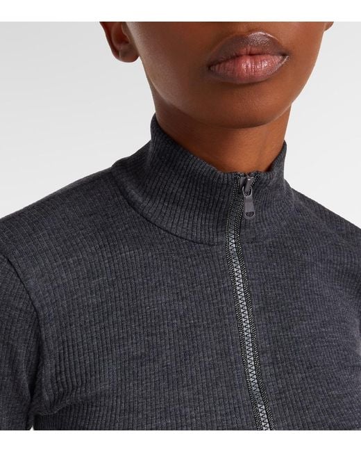 Brunello Cucinelli Black Wool Zip-Up Sweater