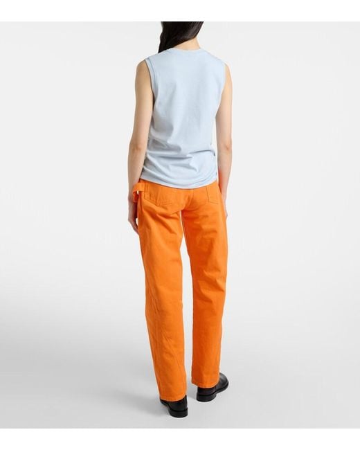 J.W. Anderson Orange Embroidered High-Rise Straight Jeans