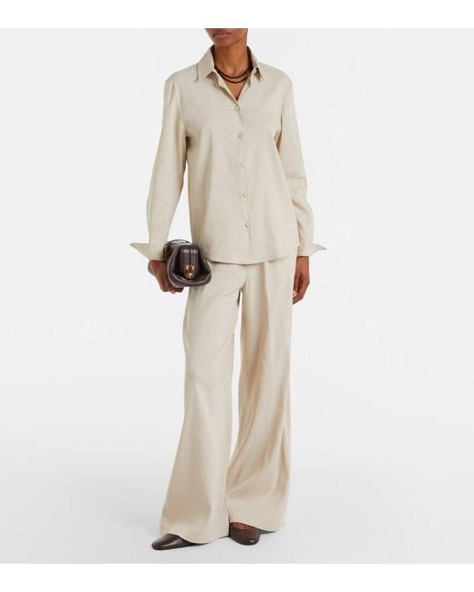 Max Mara Natural Badesse Linen-Blend Shirt
