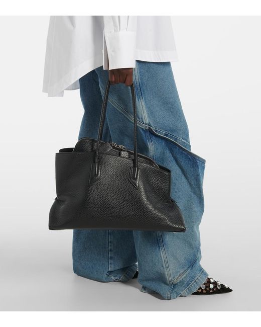 The Attico Black La Passeggiata Medium Leather Tote Bag