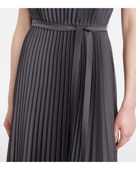 Joseph Black Volta Belted Plisse Satin Midi Dress