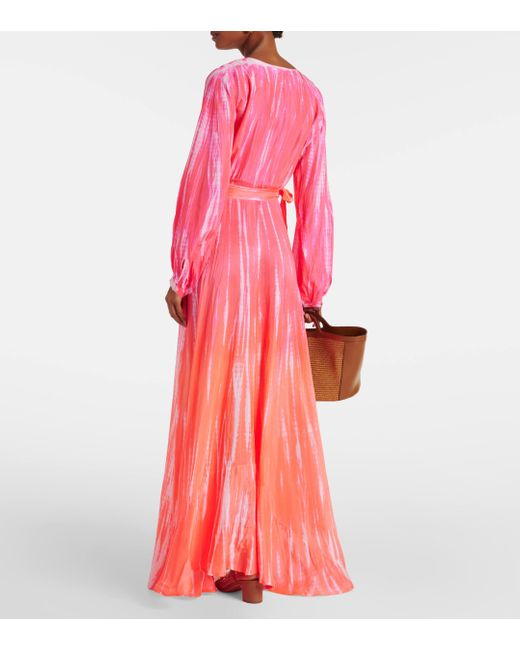 Anna Kosturova Pink Printed Silk Wrap Dress