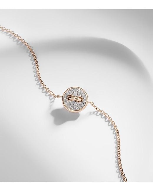 Pomellato Metallic Pom Pom Dot 18Kt Rose Chain Bracelet With Diamonds And Mother Of Pearl