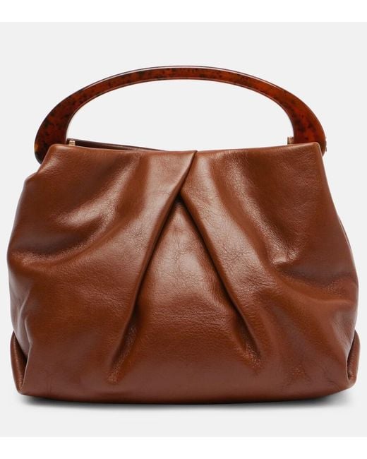Dries Van Noten Brown Crisp Small Leather Tote Bag