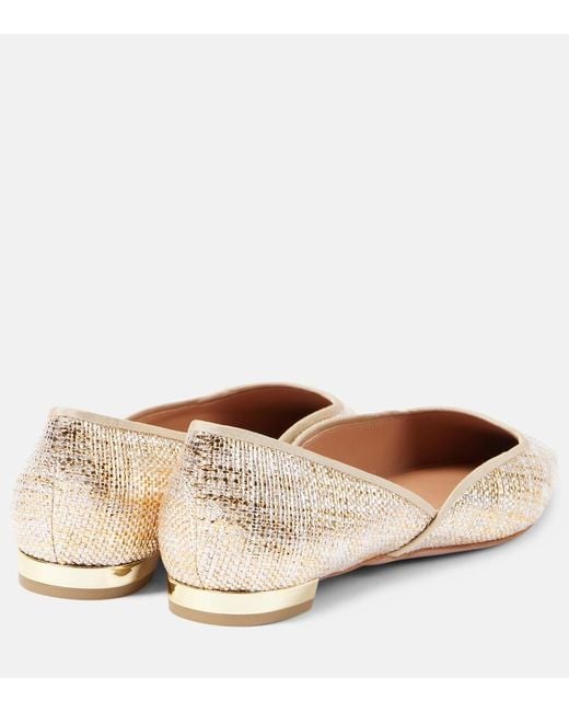Aquazzura Natural Maia Canvas Ballet Flats