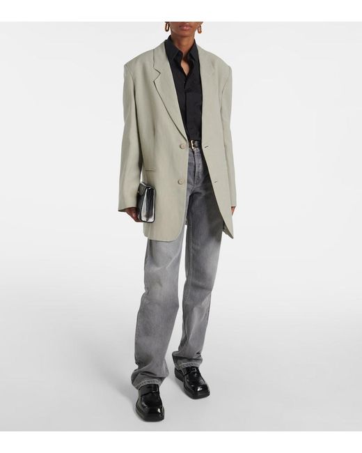 Re/done Gray High-Rise Straight Jeans