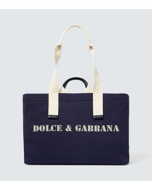 Tote de lona con logo Dolce & Gabbana de hombre de color Blue