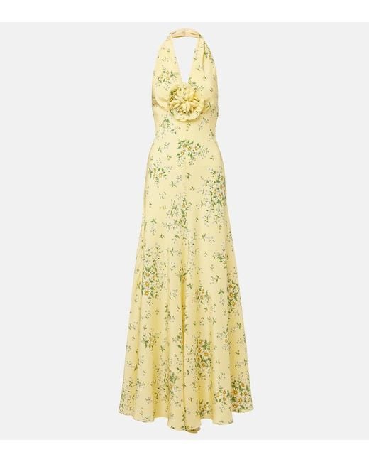 Rodarte Metallic Floral Silk Halterneck Maxi Dress