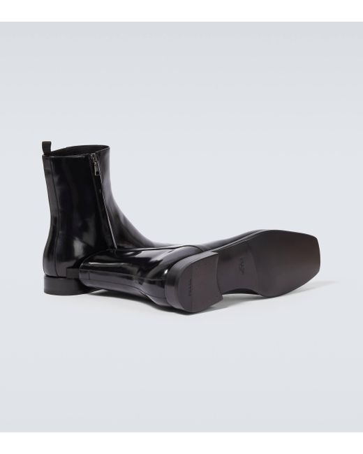 Prada Black Leather Ankle Boots for men