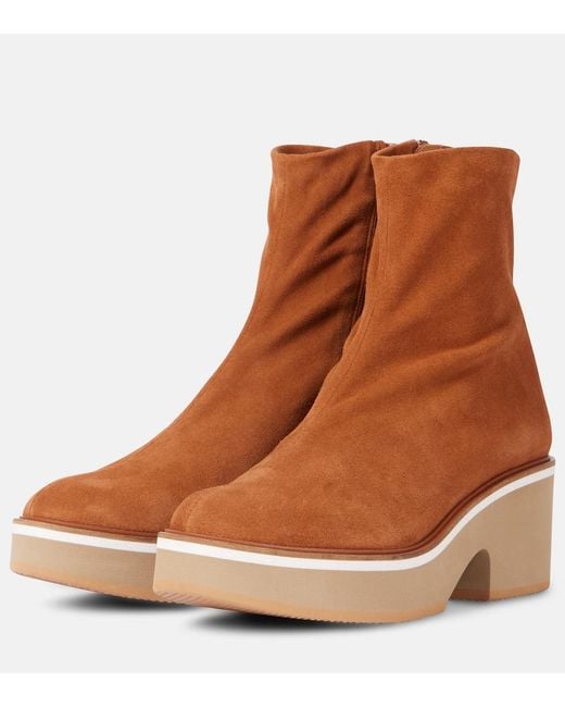 Robert Clergerie Brown Albane Suede Platform Ankle Boots