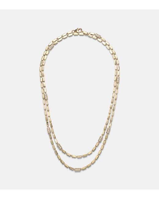 Suzanne Kalan Metallic Block-Chain 18Kt Chain Necklace With Diamonds
