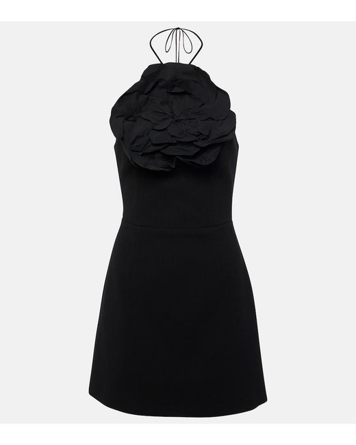 Rebecca Vallance Black Odetta Floral-Applique Halterneck Minidress