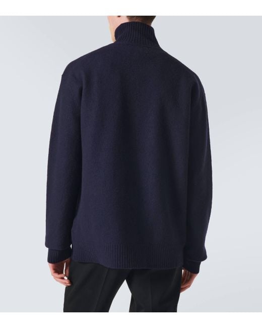 Jil Sander Blue Wool Turtleneck Sweater for men