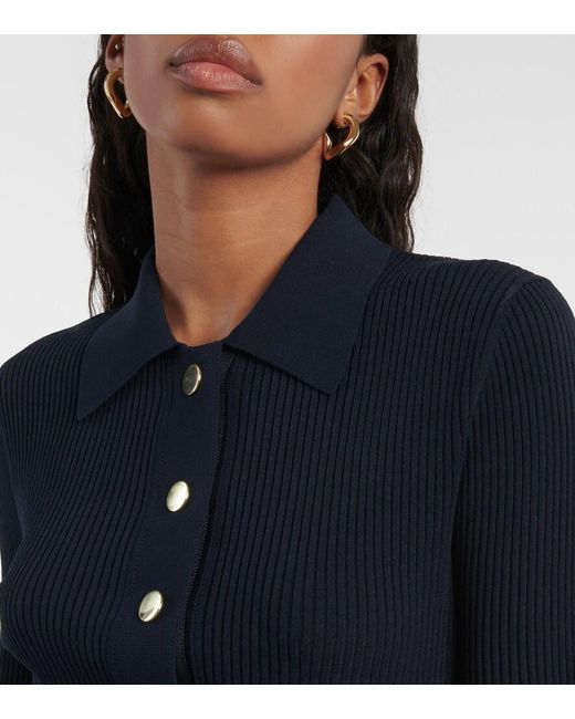 Veronica Beard Blue Lauper Puff-Sleeve Sweater Dress