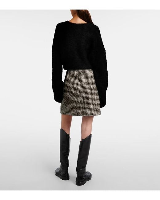 Max Mara Black Houndstooth Miniskirt