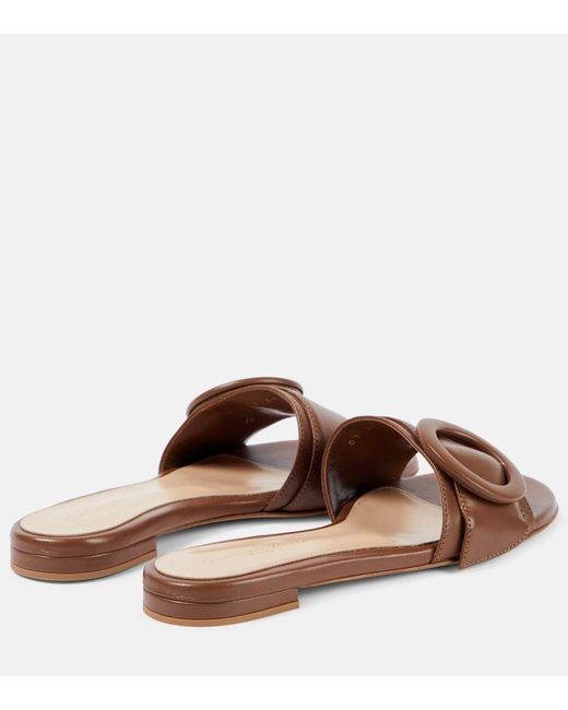 Gianvito Rossi Brown Embellished Leather Mules